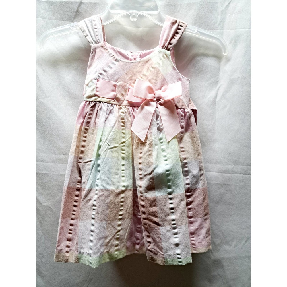 Bonnie Jean Large Pink Yellow Blue Plaid Summer Sleeveless Sun Dress 3T